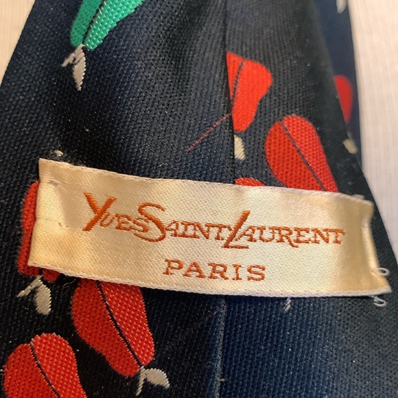 YSL YVES ST LAURENT 80’s CRAAAAZY PEARS SUPER WIDE NECKTIE - Picture 7 of 15